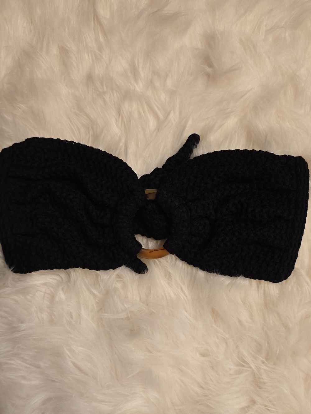 Montce Black Crochet Tori Bandeau Bikini Top SIZE L NWOT